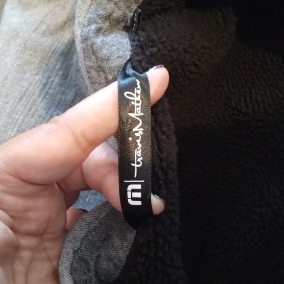 Travis Mathew Cotton Blend Fleece Lined Button Grey Black Mens Large - Picture 4 of 9